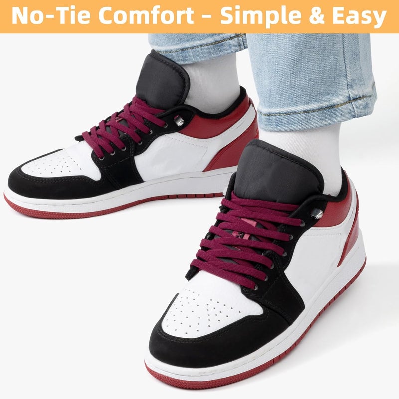 Stepace 2 Pairs Elastic No Tie Shoe Laces for Kids and Adults Sneakers, Stretch Flat Tieless Shoestrings - Image 2